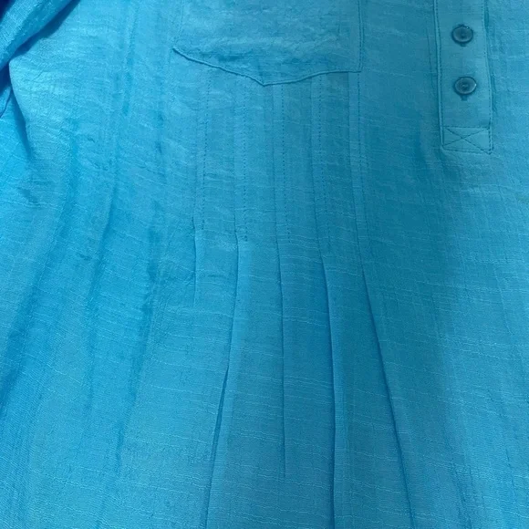 Valerie Stivens Turquoise blouse top pleated lose fit size 1X women - Picture 5 of 6